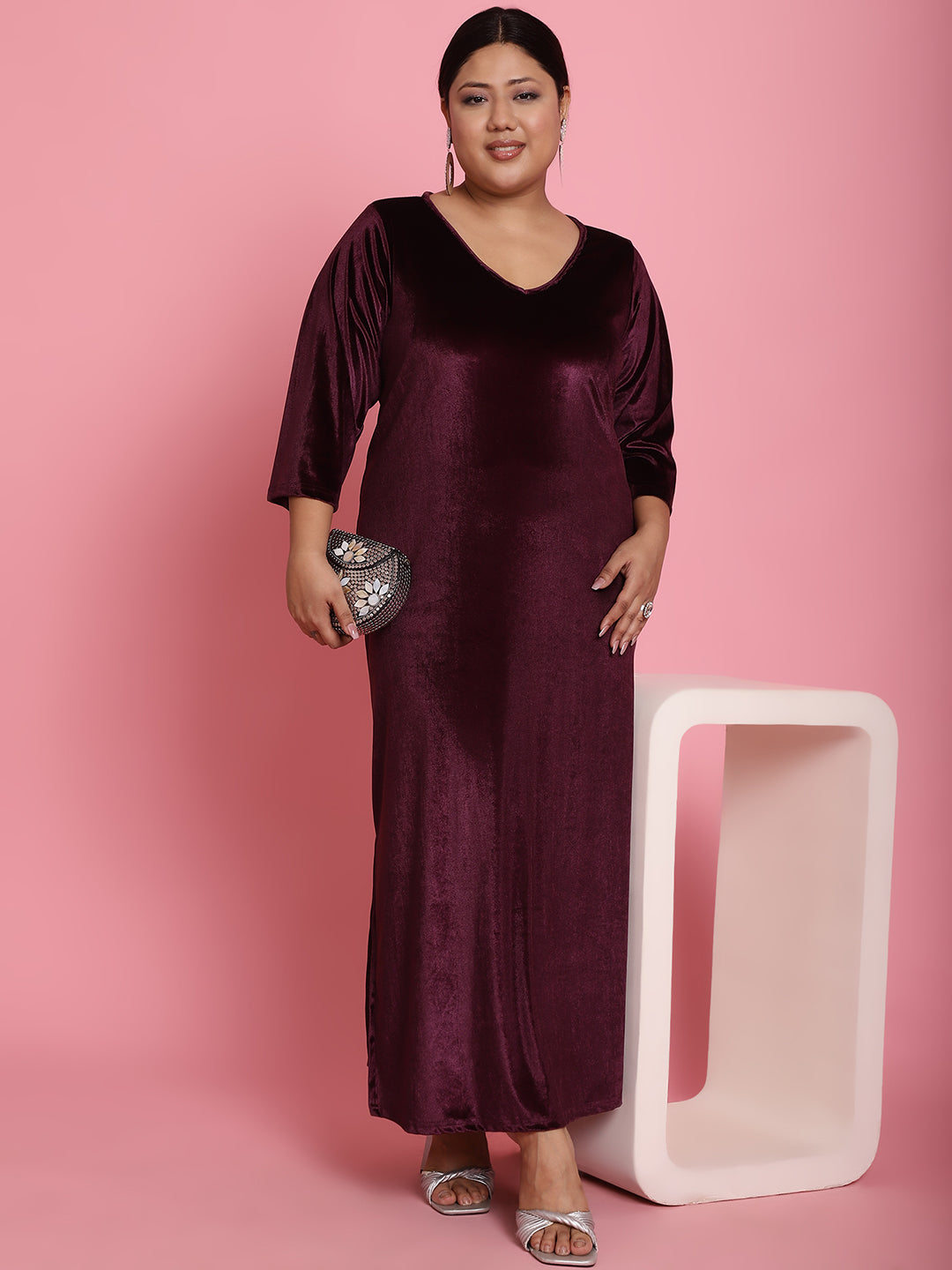 Plus Size Velvet Party Wear Dress