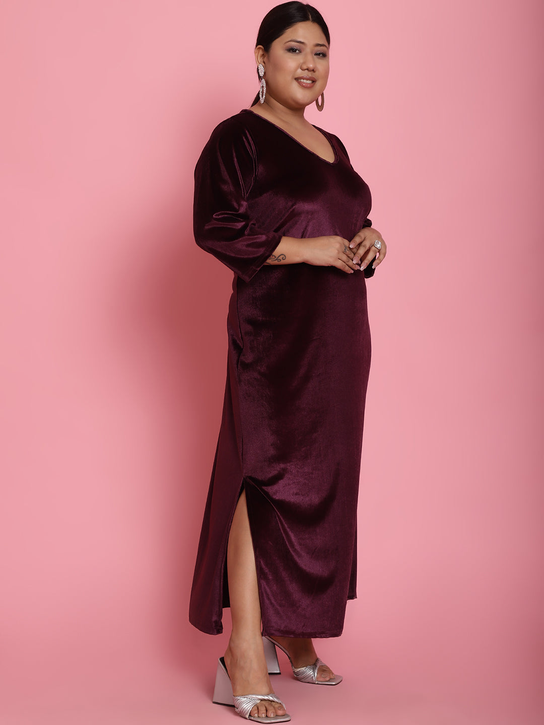 Plus Size Velvet Party Wear Dress