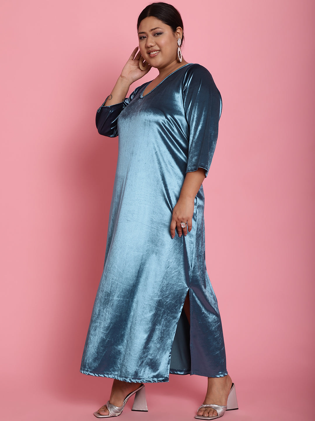 Plus Size Velvet Party Wear Dress
