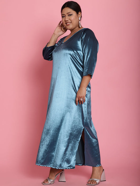 Plus Size Velvet Party Wear Dress