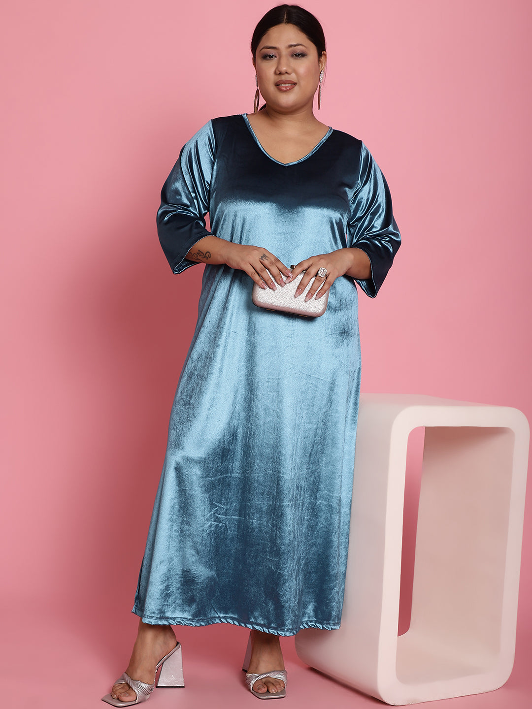 Plus Size Velvet Party Wear Dress