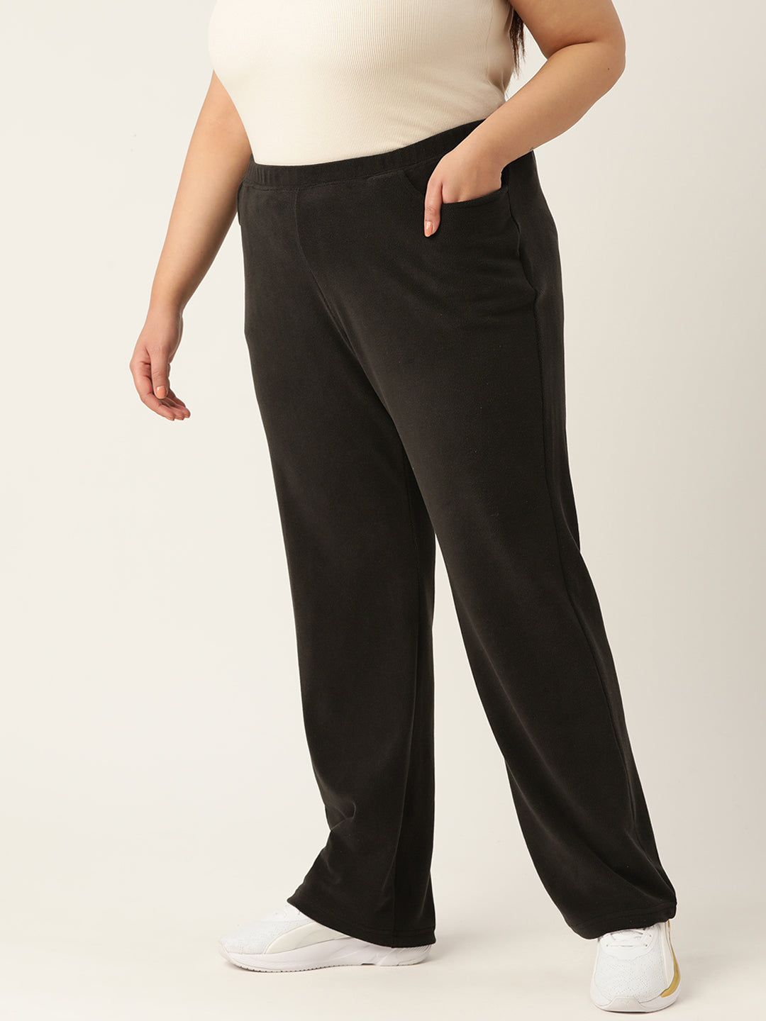 Straight Fit High-Rise Sherpa Trousers