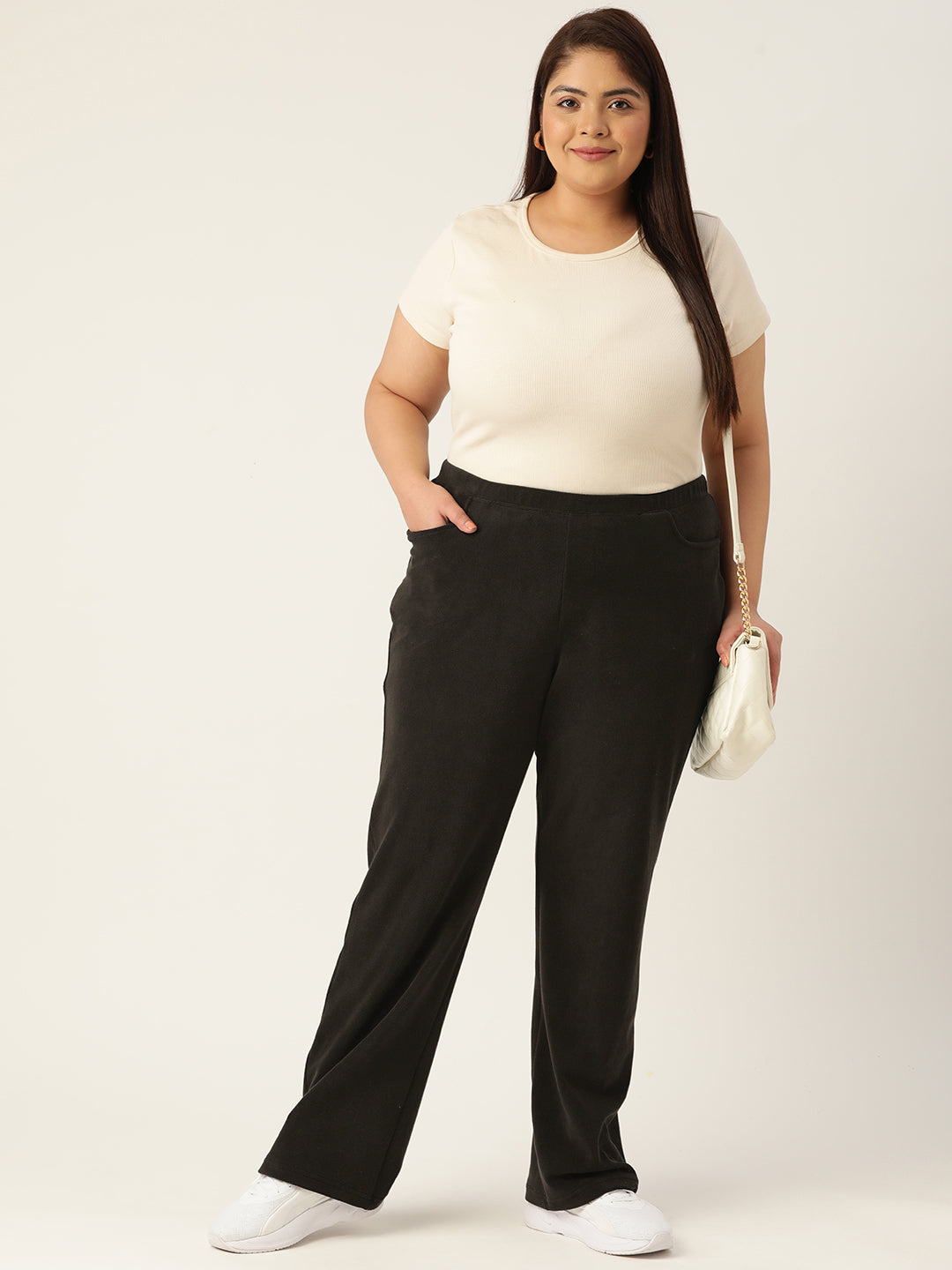 Straight Fit High-Rise Sherpa Trousers