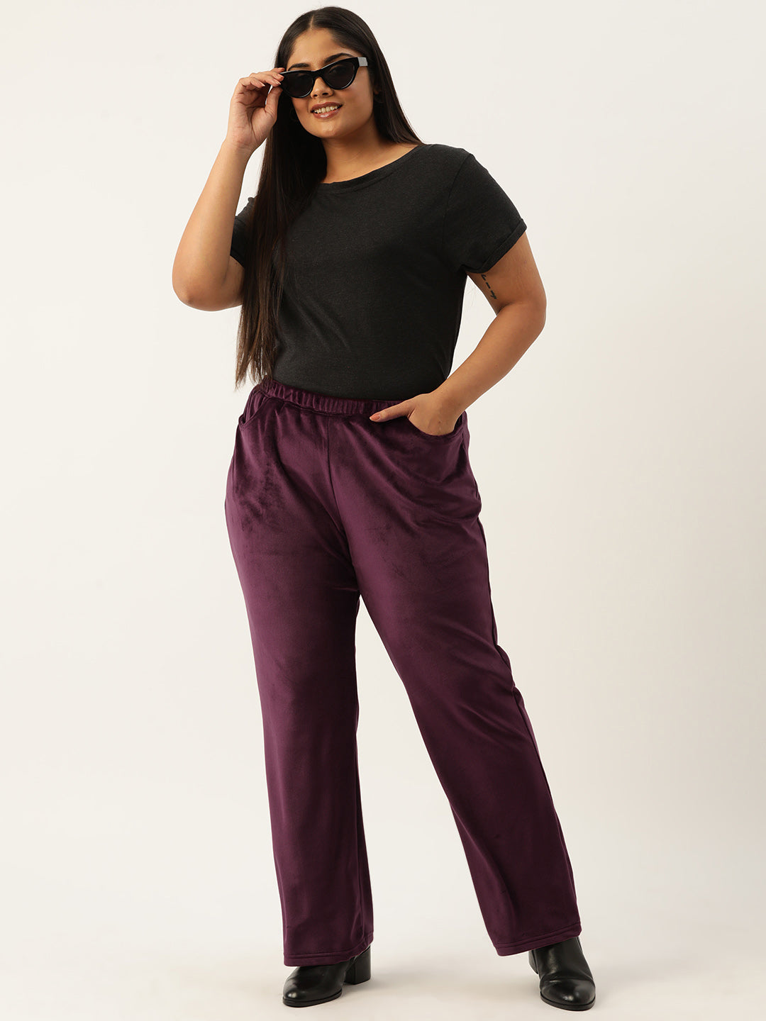 Straight Fit High-Rise Sherpa Trousers