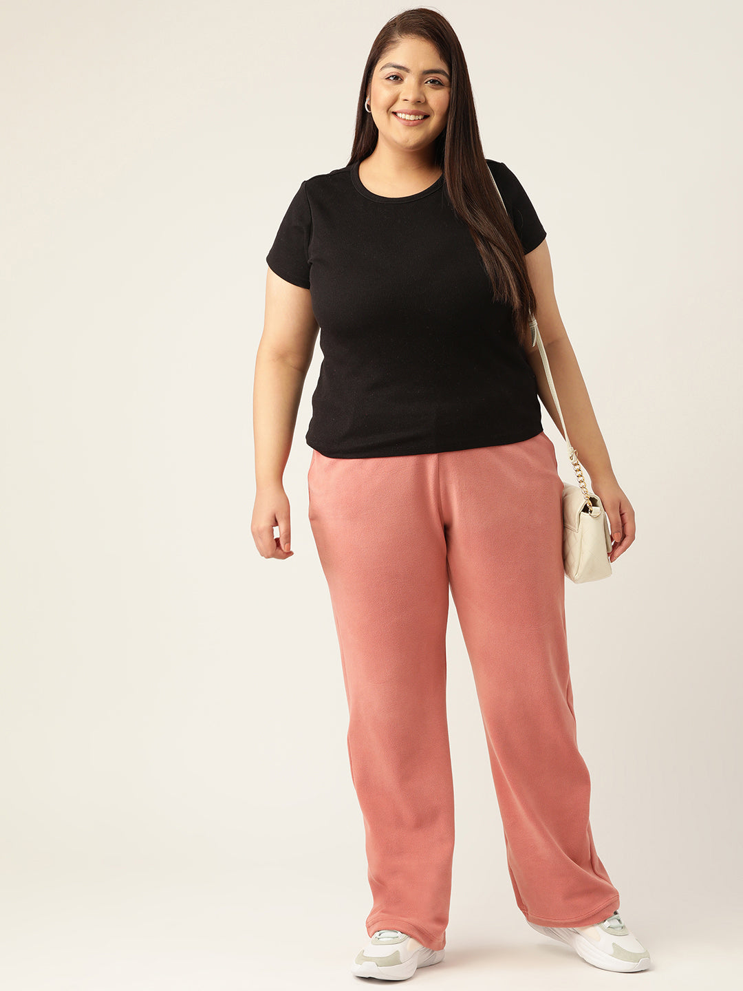 Straight Fit High-Rise Sherpa Trousers