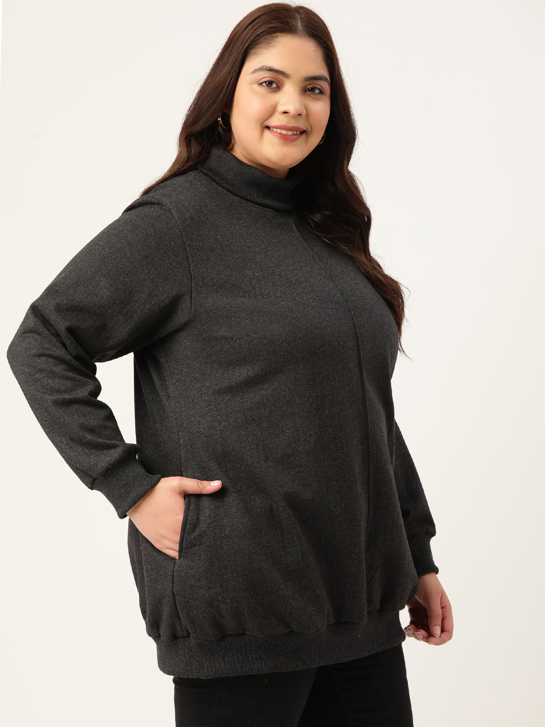 High Neck Fleece Sweatshirt