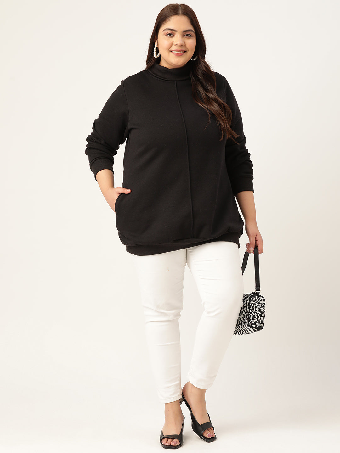 High Neck Fleece Sweatshirt