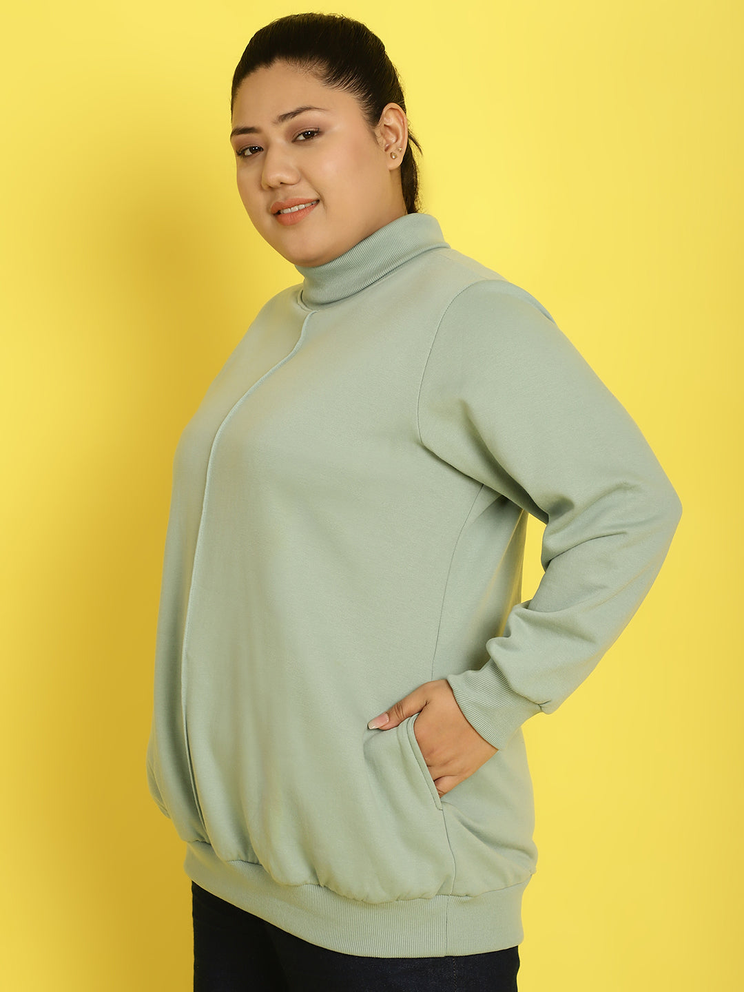 High Neck Fleece Sweatshirt
