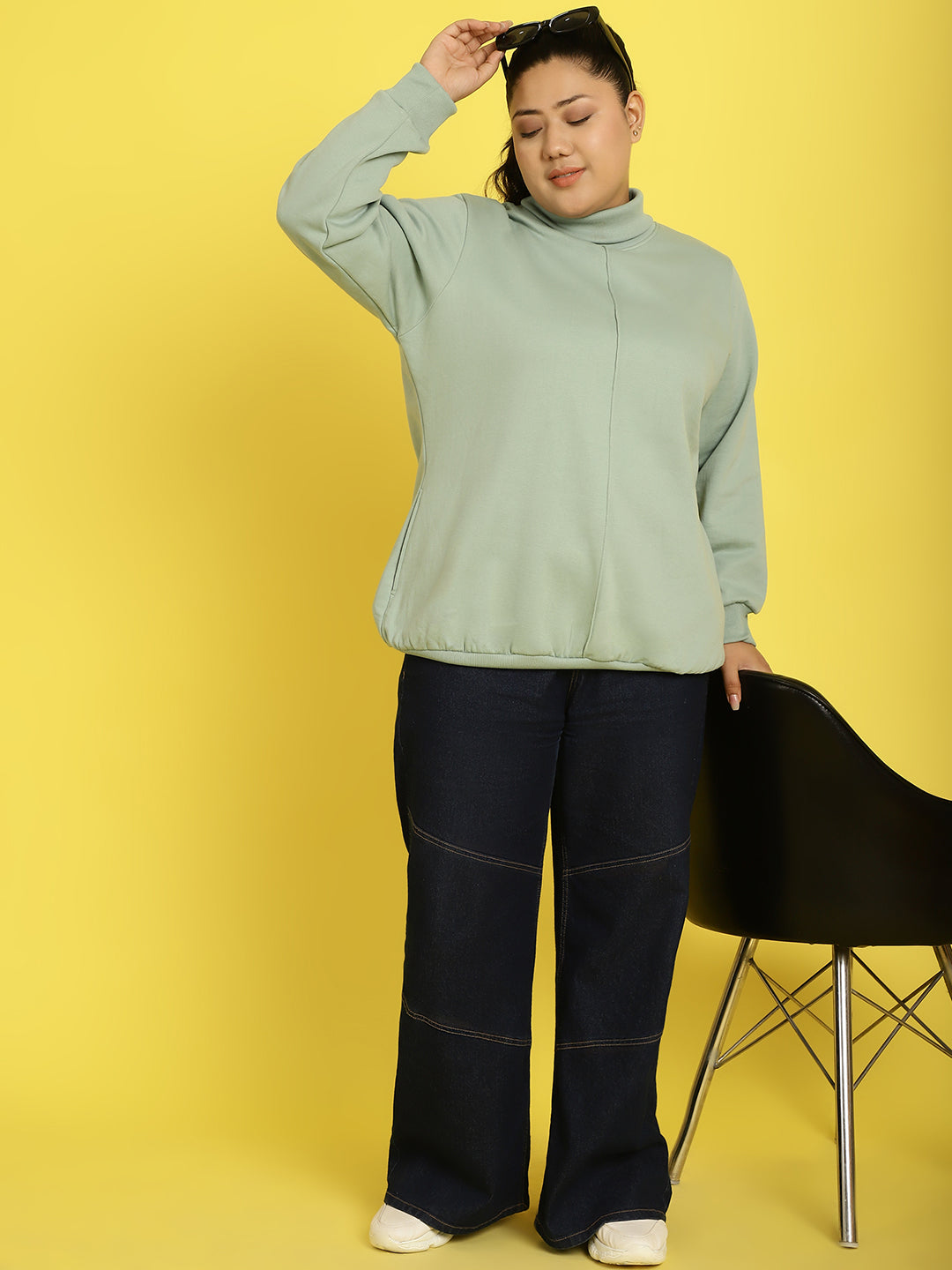 High Neck Fleece Sweatshirt