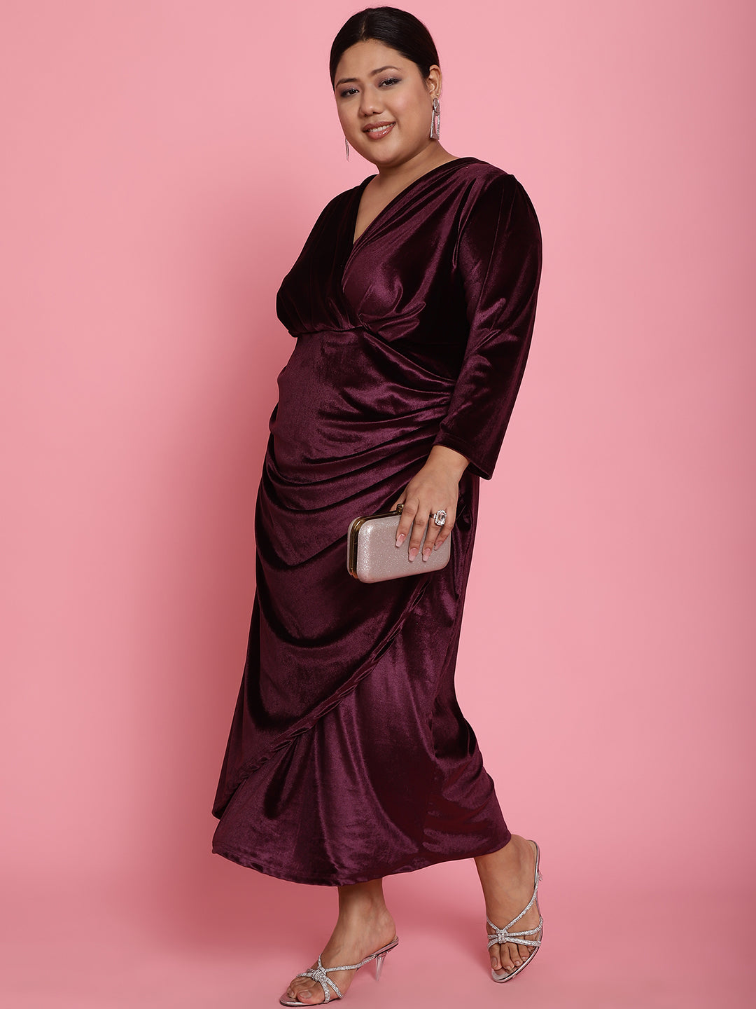 Plus Size Velvet Party Wear Dress