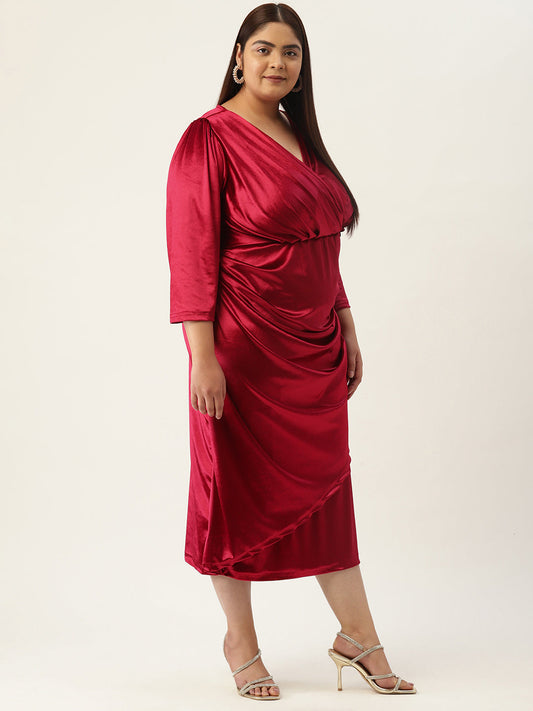Plus Size Velvet Party Wear Dress