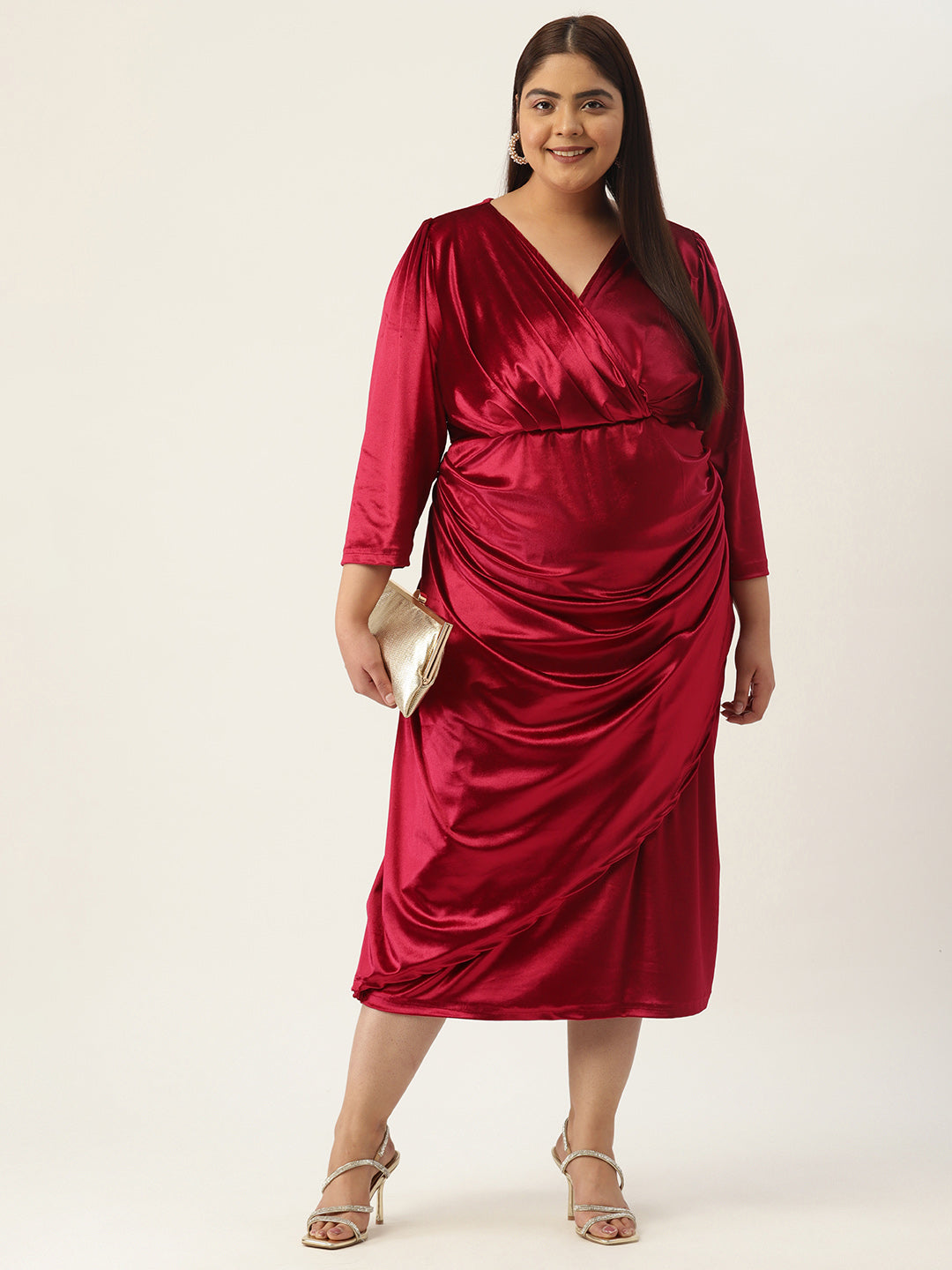 Plus Size Velvet Party Wear Dress