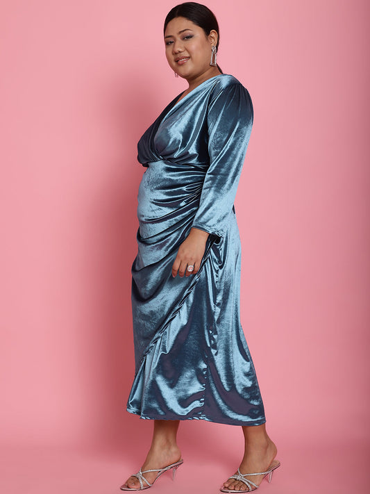 Plus Size Velvet Party Wear Dress