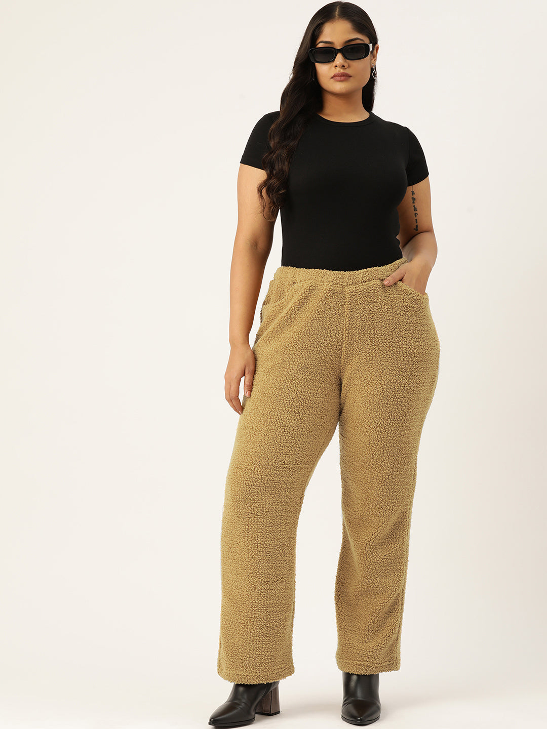 High-Rise Cozy Teddy Trousers