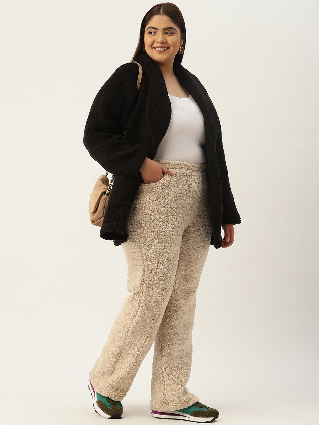 High-Rise Cozy Teddy Trousers