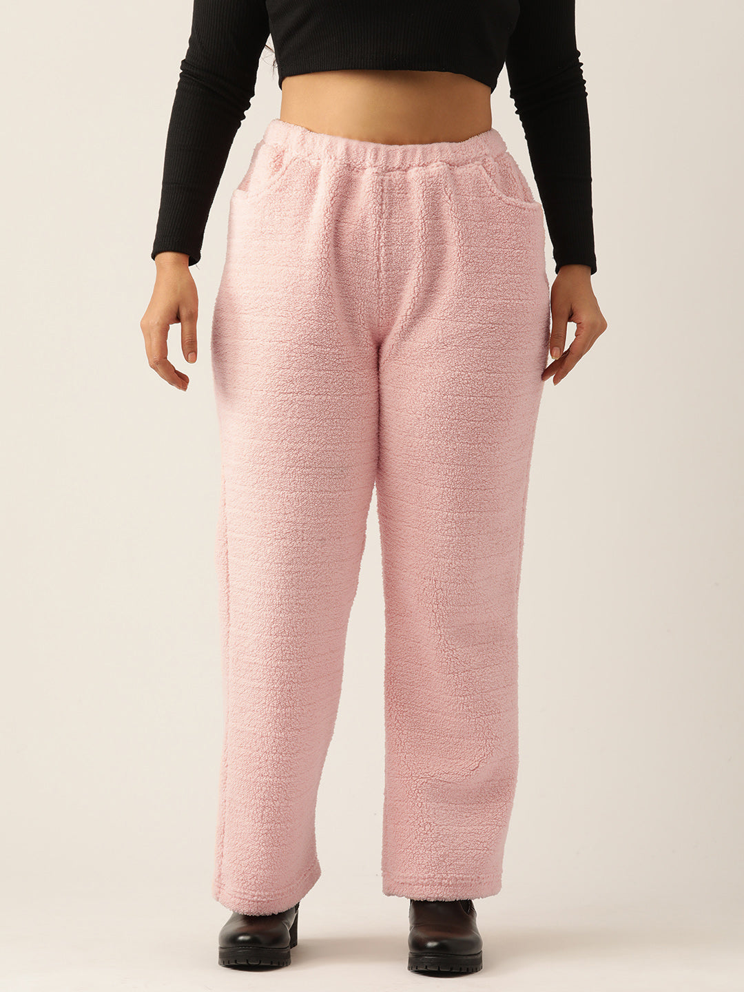 High-Rise Cozy Teddy Trousers