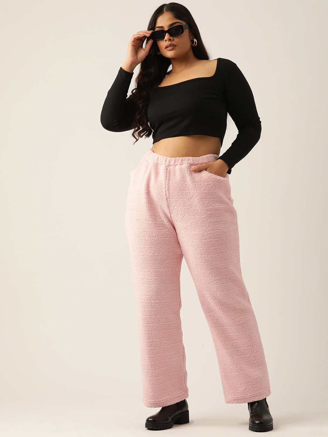 High-Rise Cozy Teddy Trousers