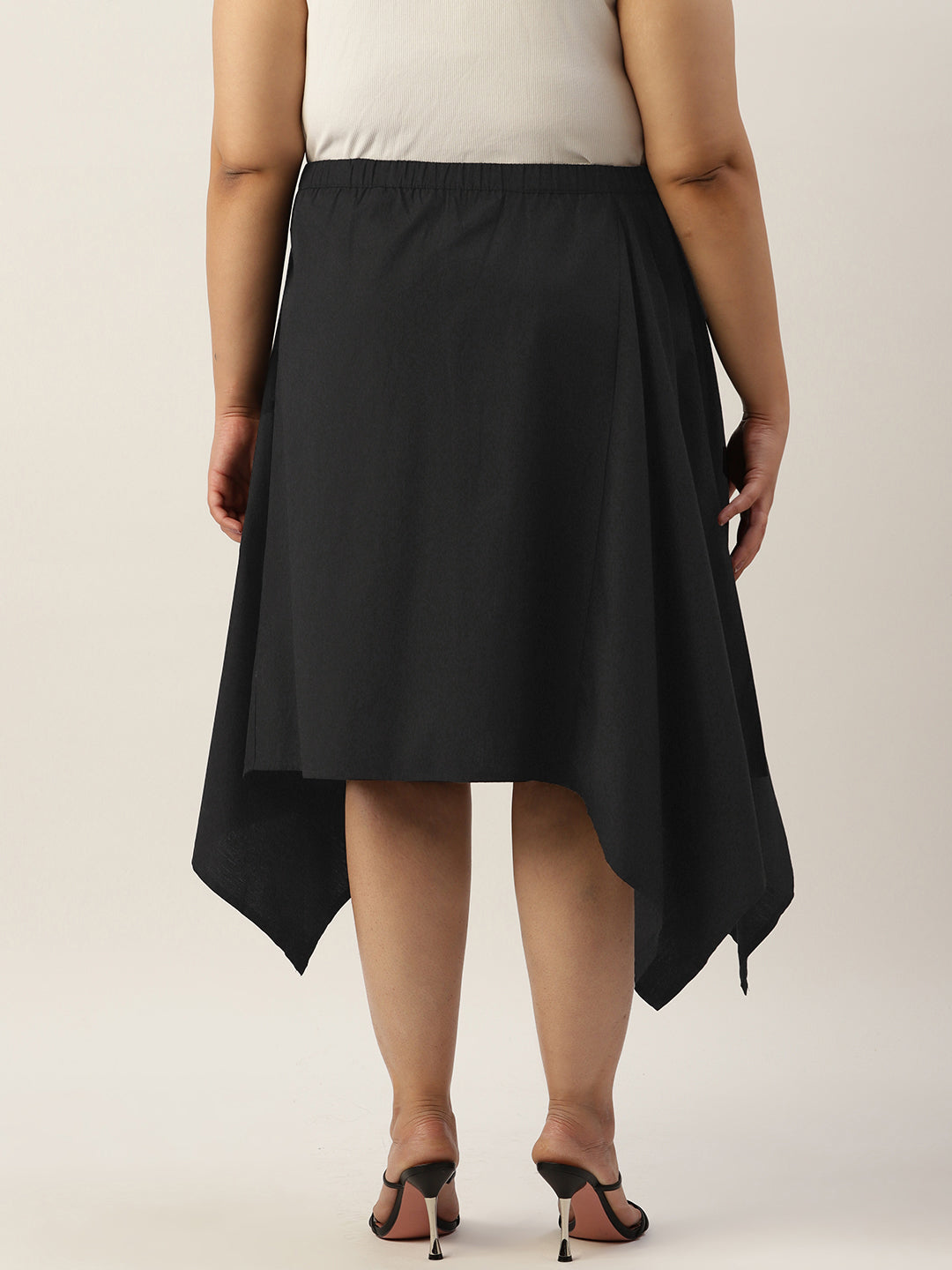 Plus Size Asymmetrical Midi Pure Cotton Skirt
