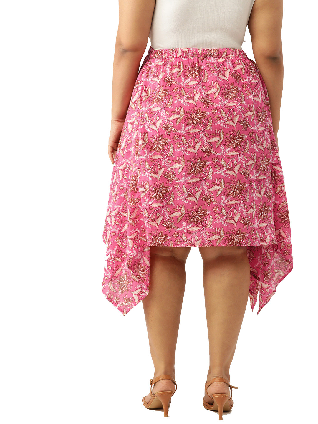 Plus Size Asymmetrical Midi Pure Cotton Skirt