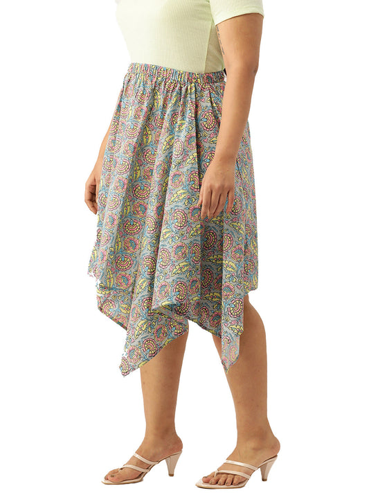 Plus Size Asymmetrical Midi Pure Cotton Skirt