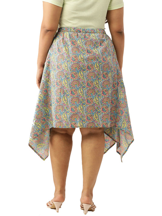 Plus Size Asymmetrical Midi Pure Cotton Skirt