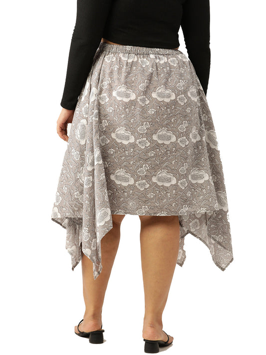 Plus Size Asymmetrical Midi Pure Cotton Skirt