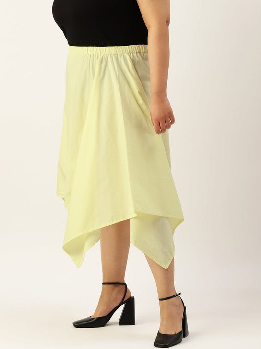 Plus Size Asymmetrical Midi Pure Cotton Skirt