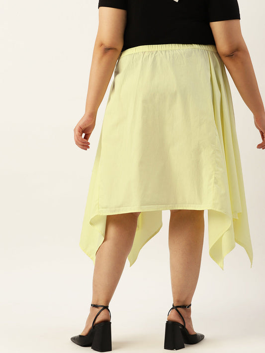 Plus Size Asymmetrical Midi Pure Cotton Skirt