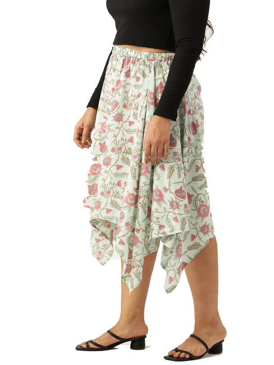 Plus Size Asymmetrical Midi Pure Cotton Skirt