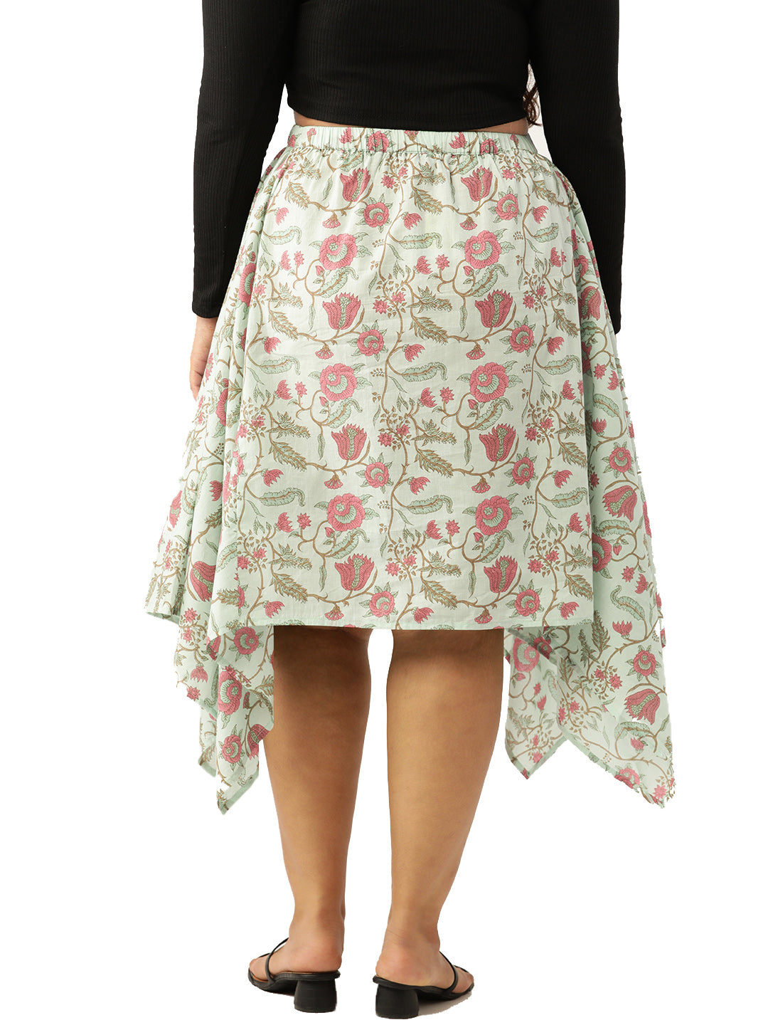 Plus Size Asymmetrical Midi Pure Cotton Skirt
