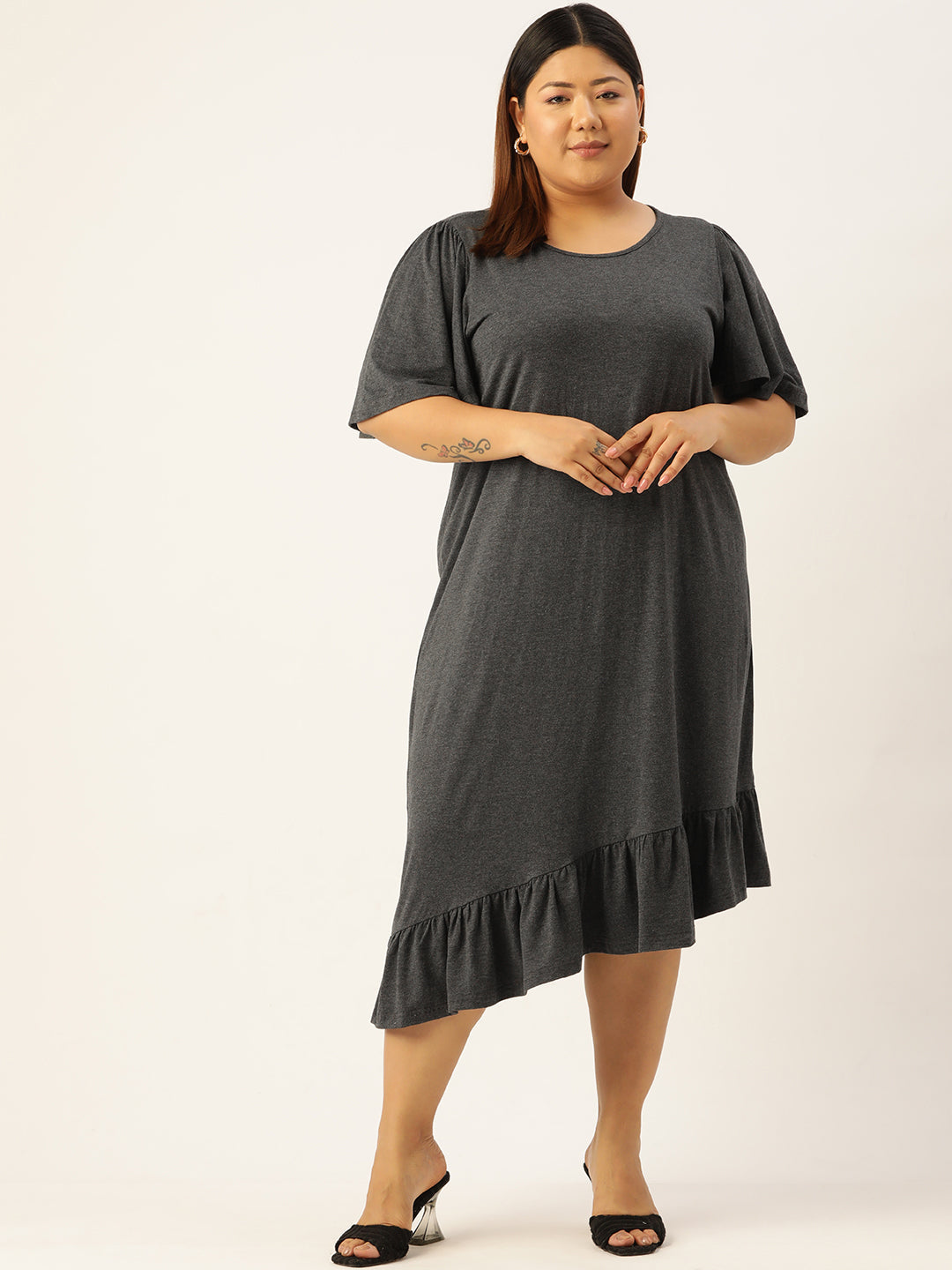 Plus Size Knitted A-Line Dress