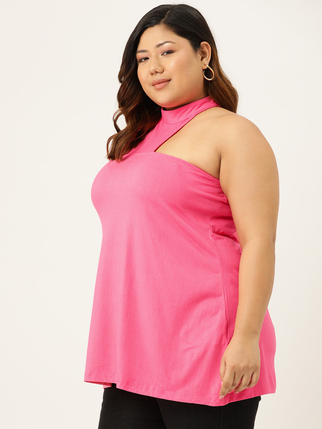 Plus Size Knitted One Shoulder Top