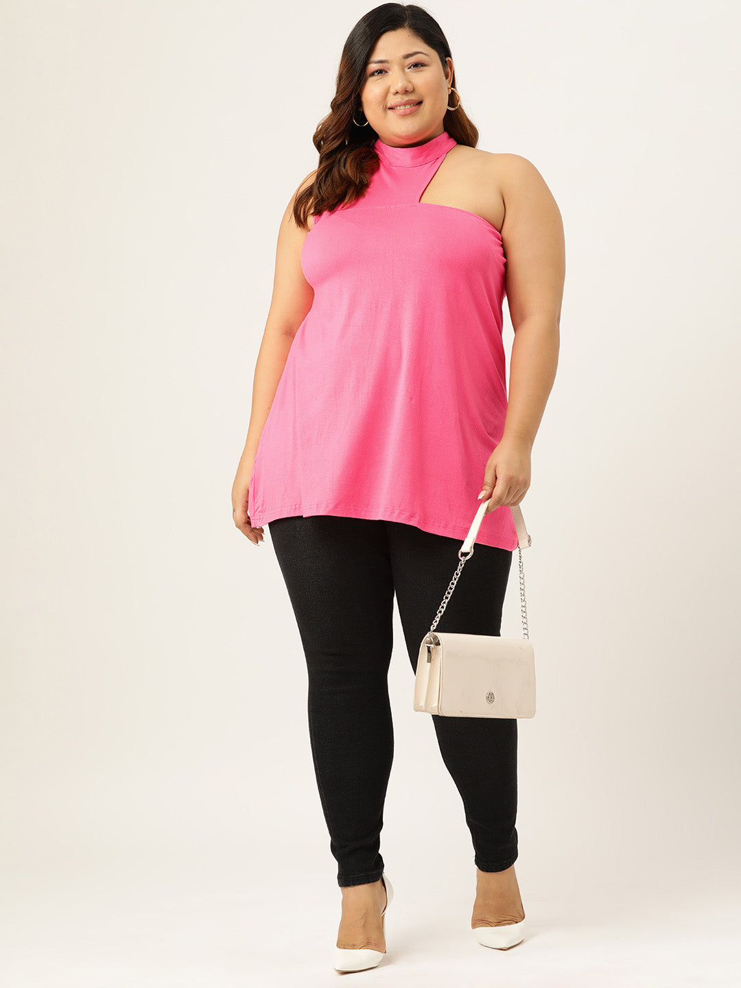Plus Size Knitted One Shoulder Top