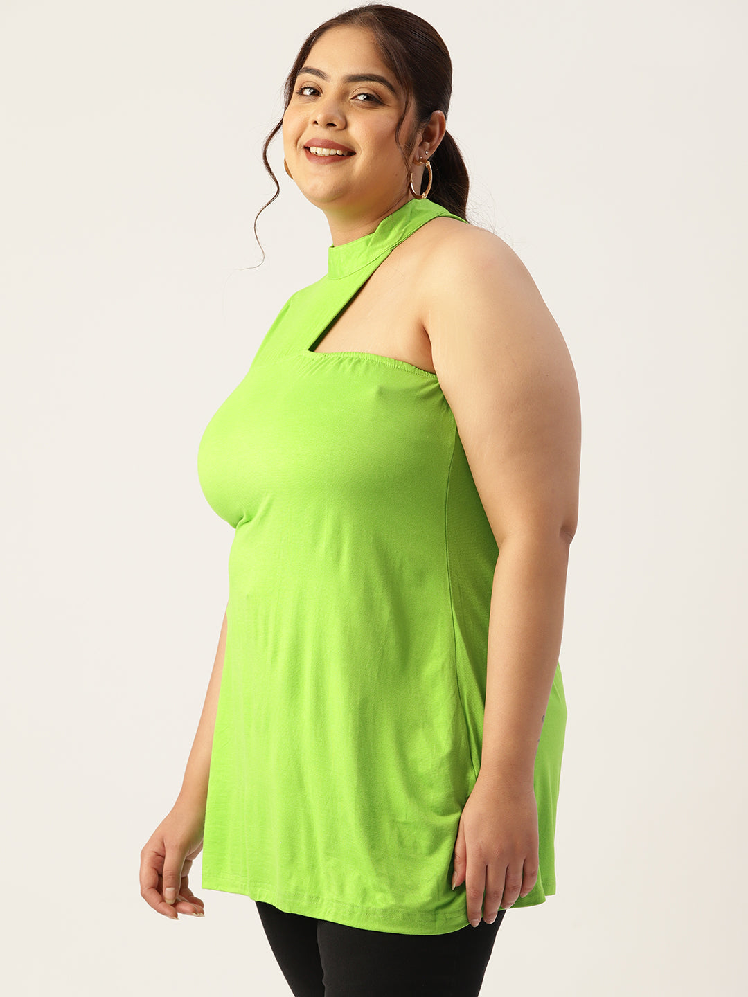 Plus Size Knitted One Shoulder Top