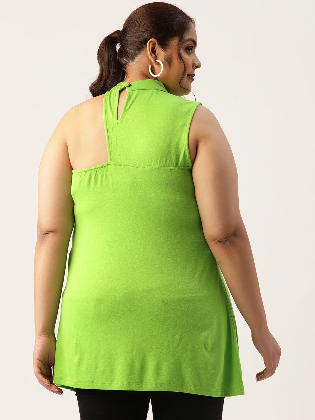 Plus Size Knitted One Shoulder Top