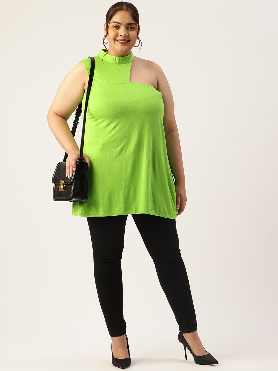 Plus Size Knitted One Shoulder Top