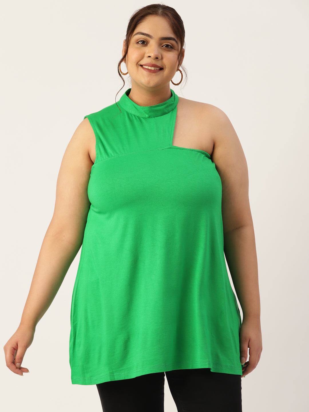 Plus Size Knitted One Shoulder Top