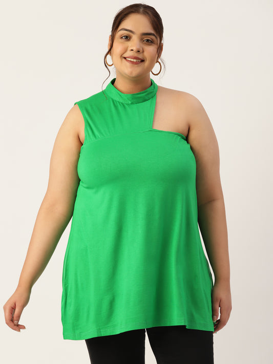 Plus Size Knitted One Shoulder Top