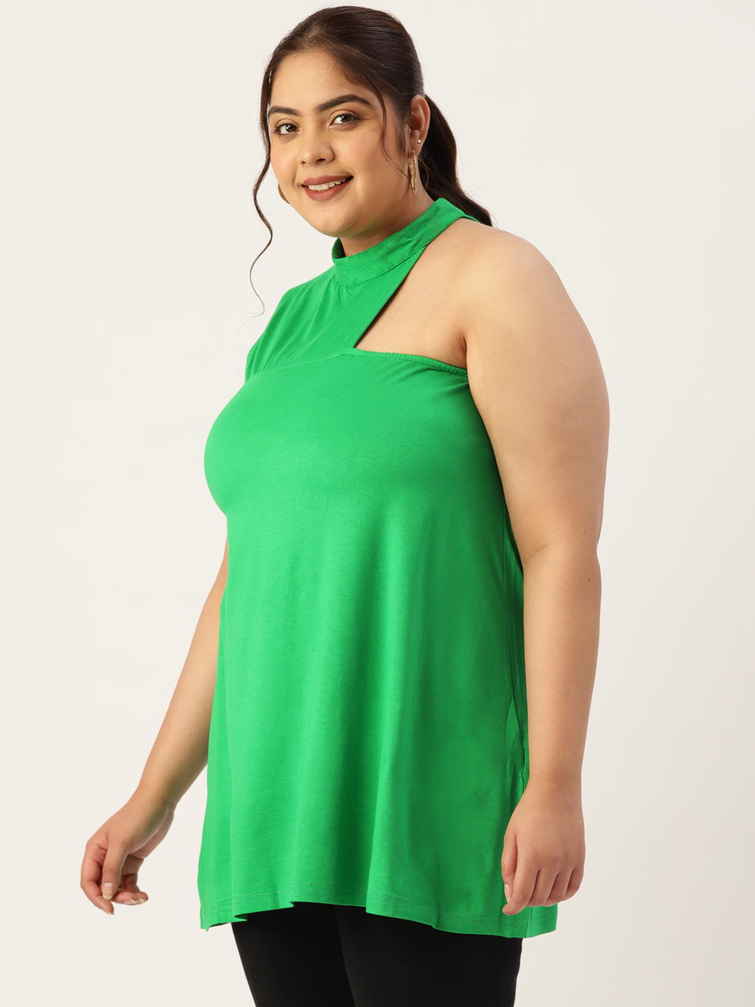 Plus Size Knitted One Shoulder Top