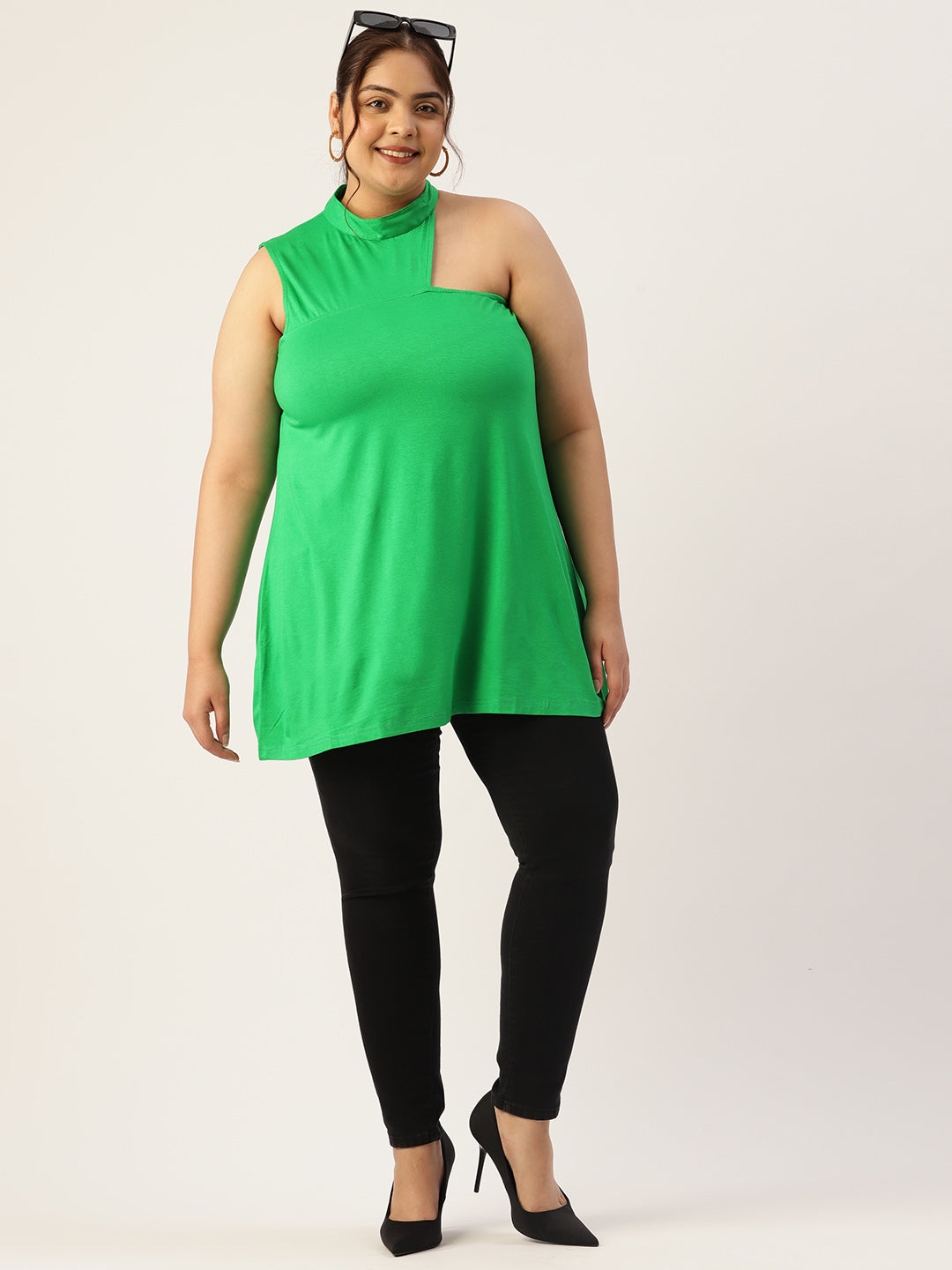 Plus Size Knitted One Shoulder Top