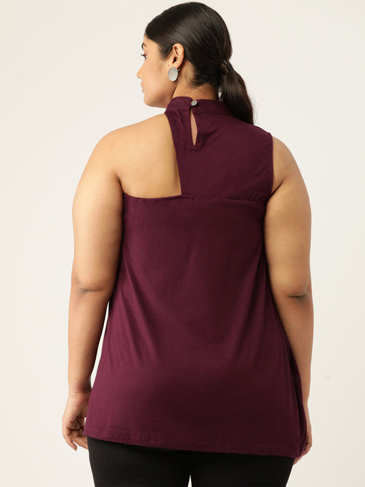 Plus Size Knitted One Shoulder Top