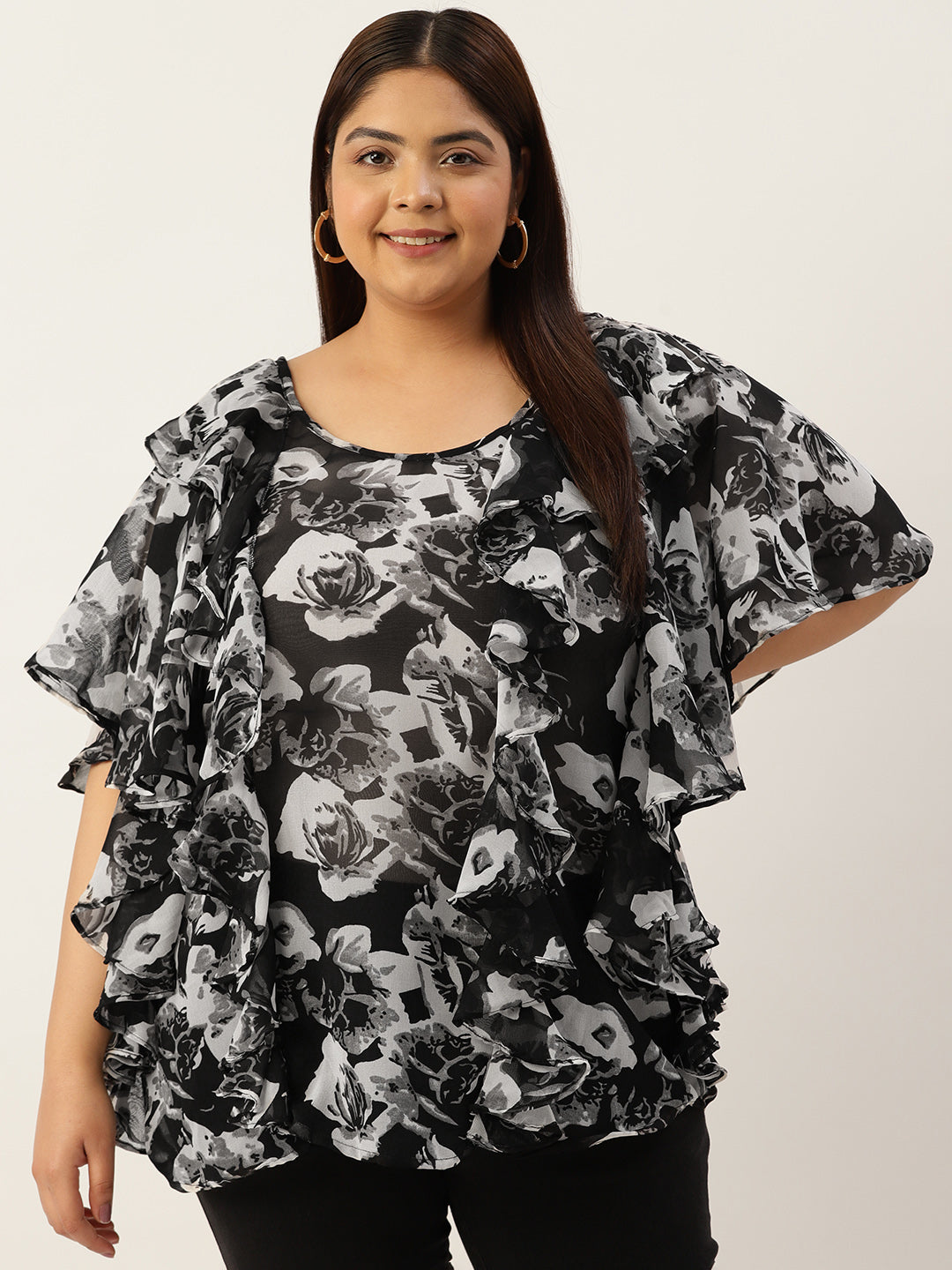 Plus Size Ruffle Detail Top