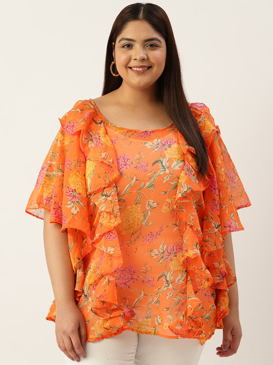Plus Size Ruffle Detail Top