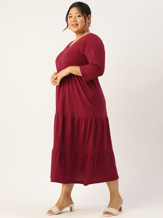 Plus Size Knitted A-Line Dress