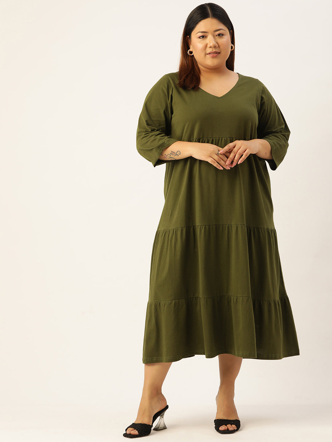 Plus Size Knitted A-Line Dress
