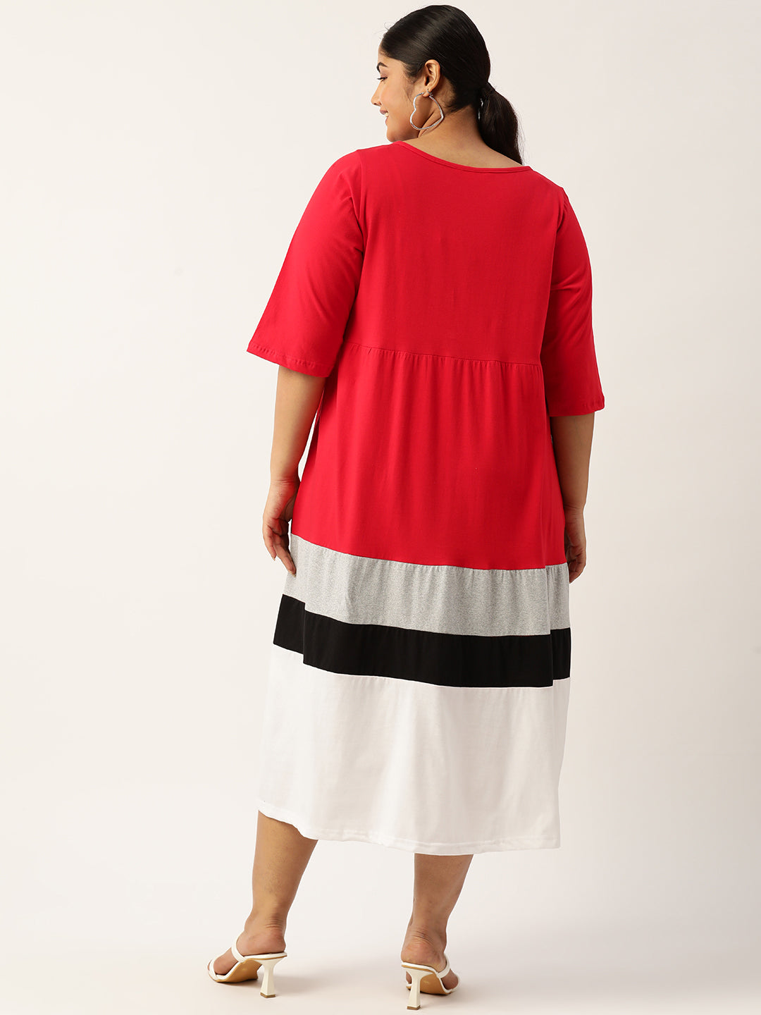 Plus Size Color Block A-Line Dress