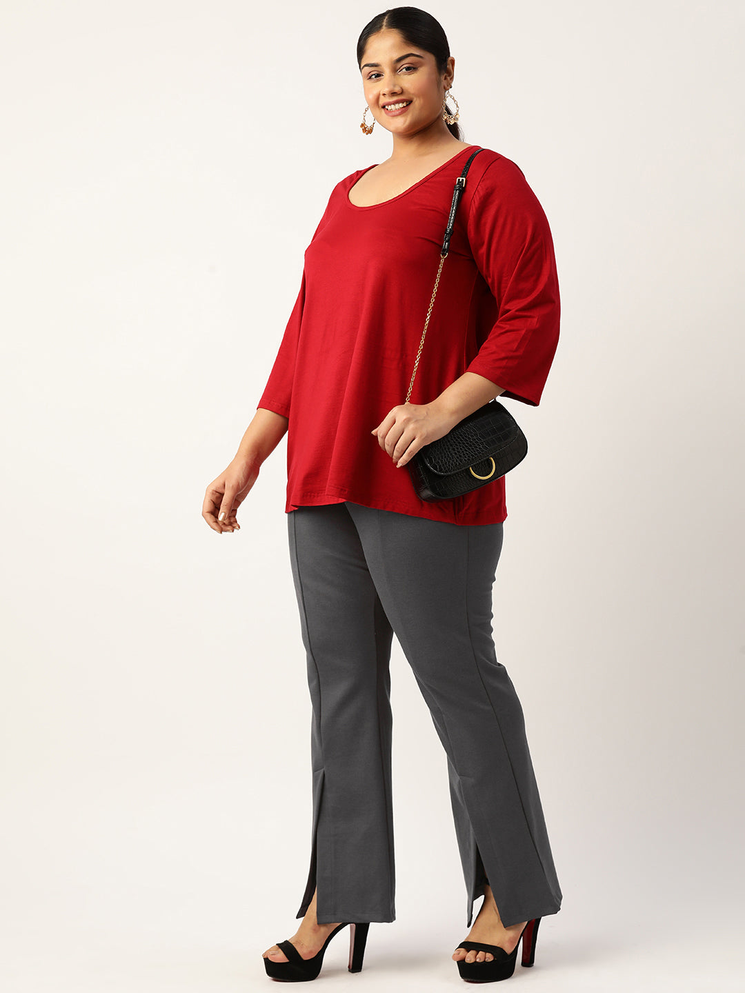 Stylish Plus Size High-Rise Straight Trousers