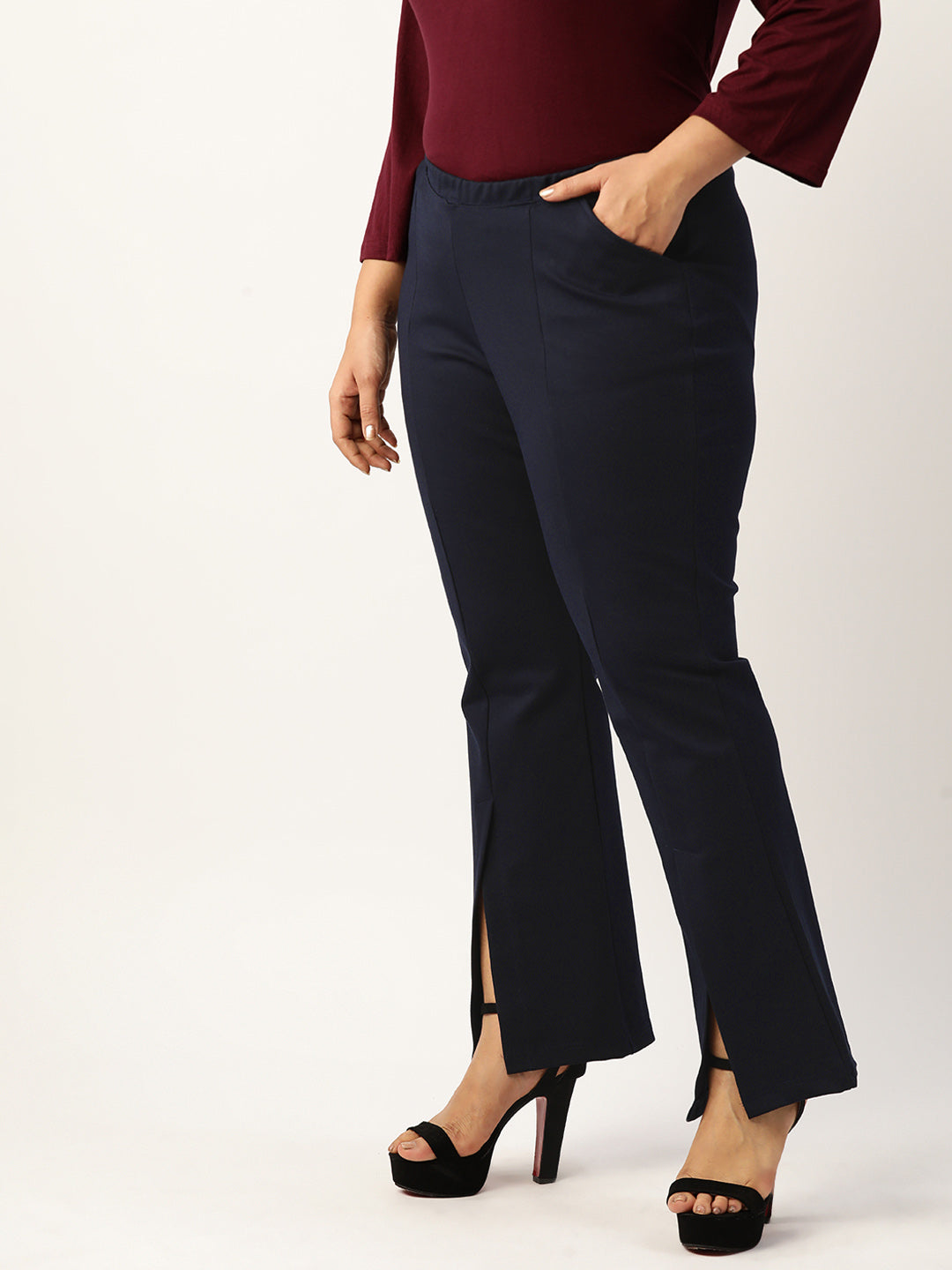 Stylish Plus Size High-Rise Straight Trousers