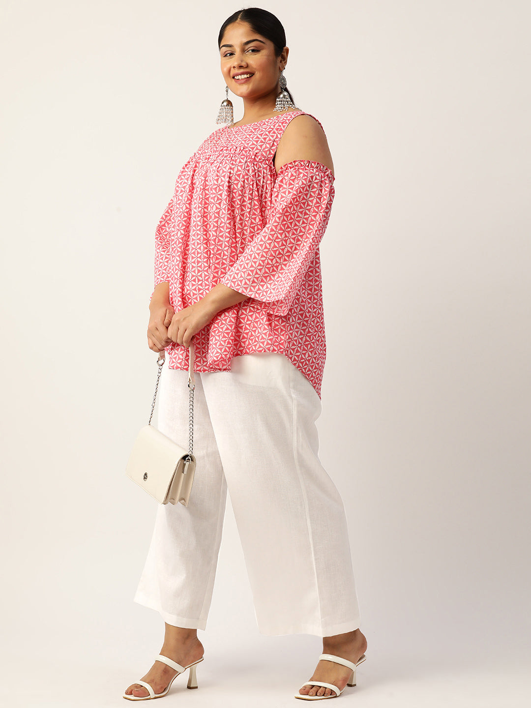 Women Plus Size High-Rise Linen Trousers