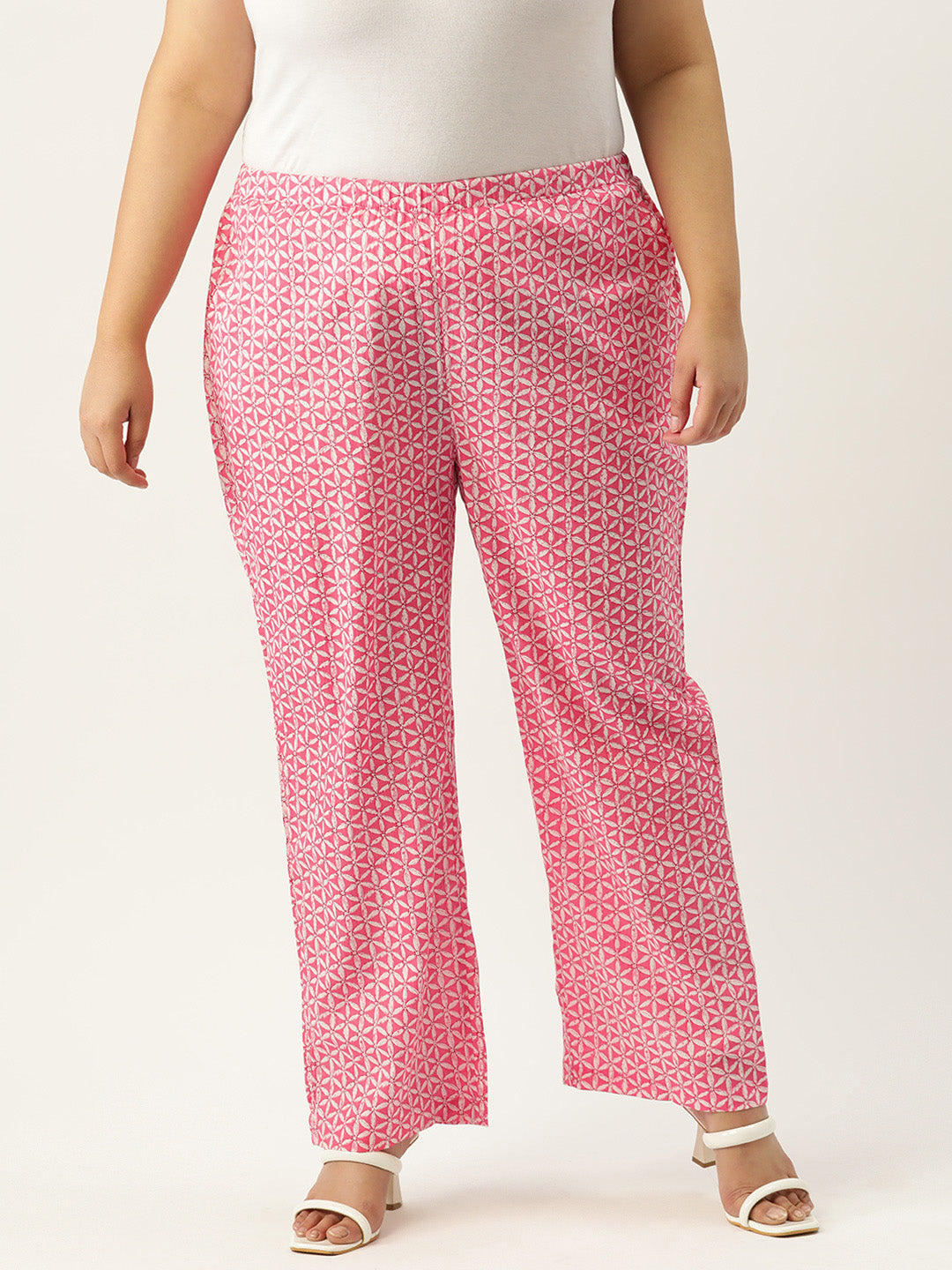 Plus Size Women's Pants in Printed Cotton